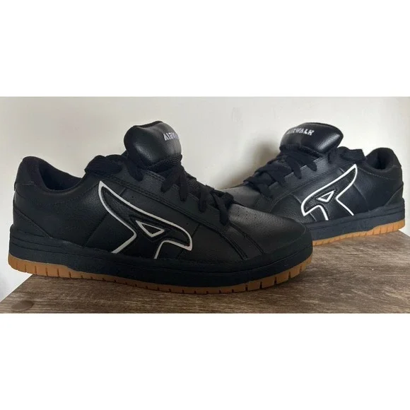 Vintage Airwalk Skater Shoes Chunky Fat Tongue Men's Size 10 Black Leather Y2K - Picture 1 of 12